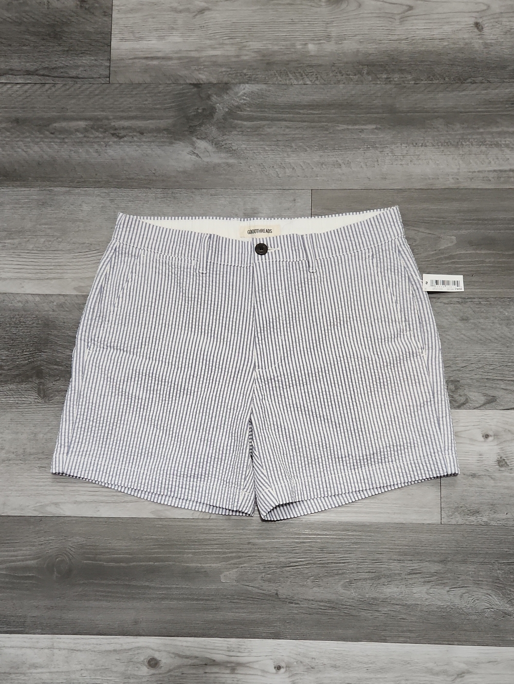 Goodthreads Blue and White Striped Seersucker Flat Front Shorts Mens 30